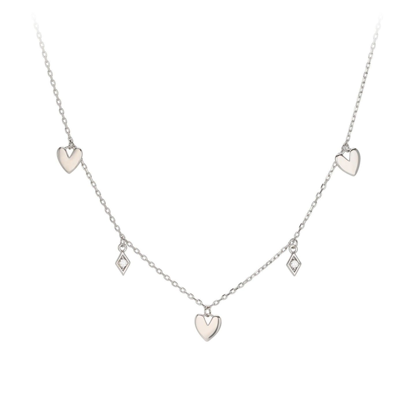 Heart and Diamond Charm Necklace