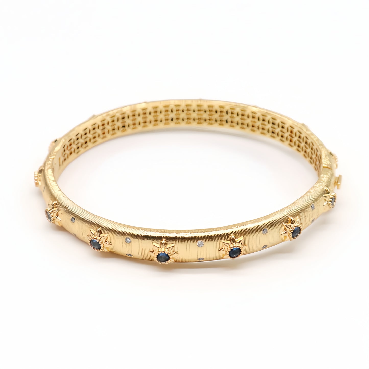 Golden Radiance Starry Blue Zirconia Bangle
