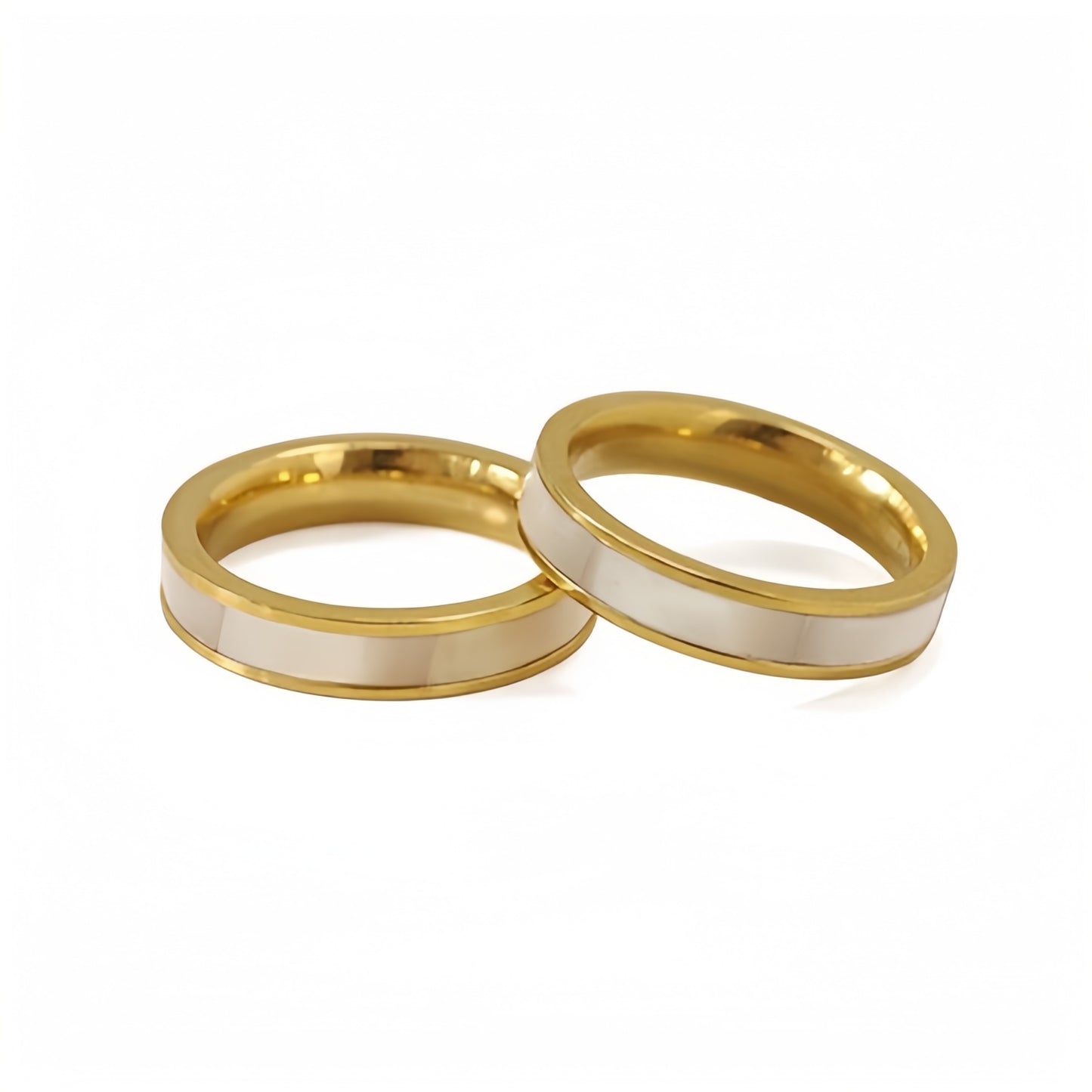 Mother of Pearl Inlay Gold Band