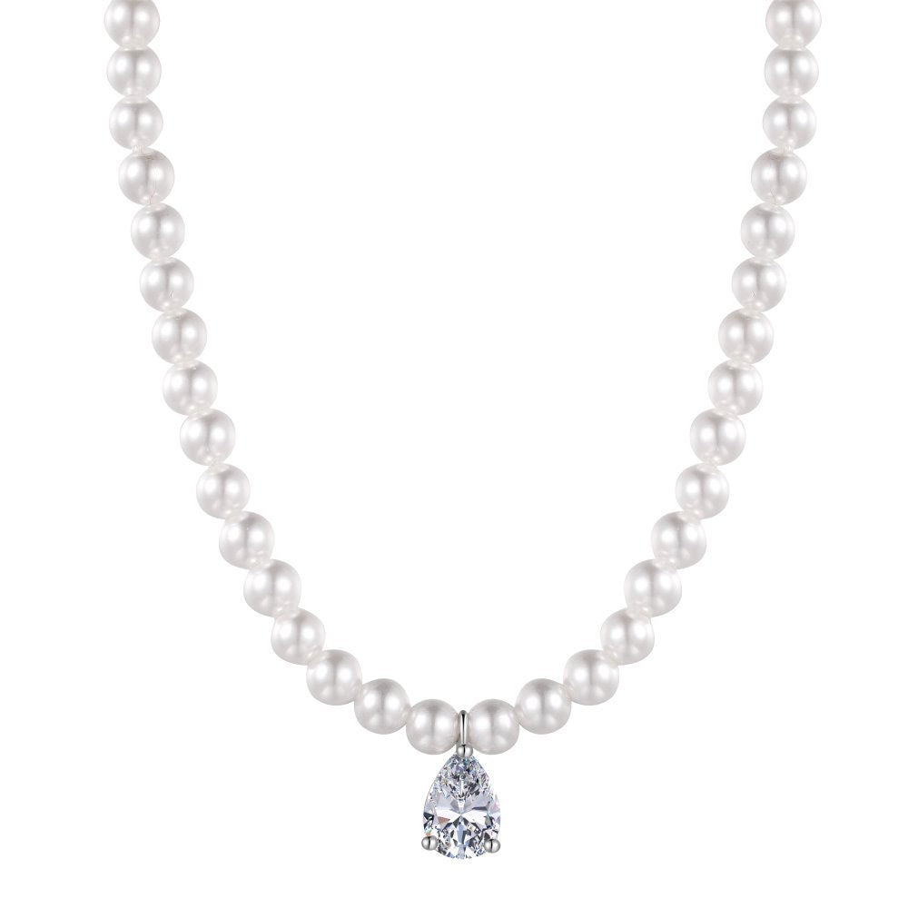 Pearl and Teardrop Zirconia Necklace