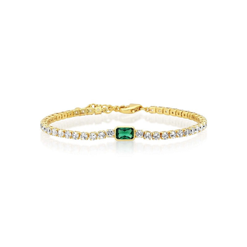 Golden Emerald Charm Stainless Steel Bracelet