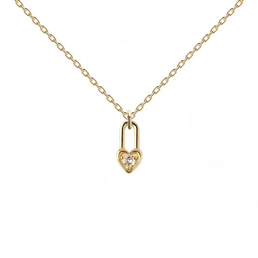 Heart Lock Gold Pendant Necklace