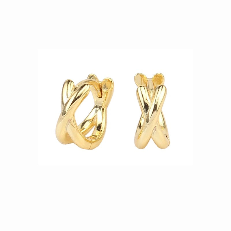 Gold X-Design Hoop Earrings