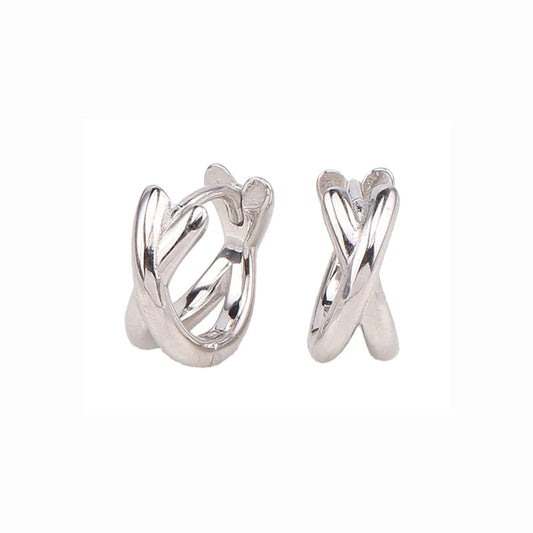 Silver X-Design Hoop Earrings