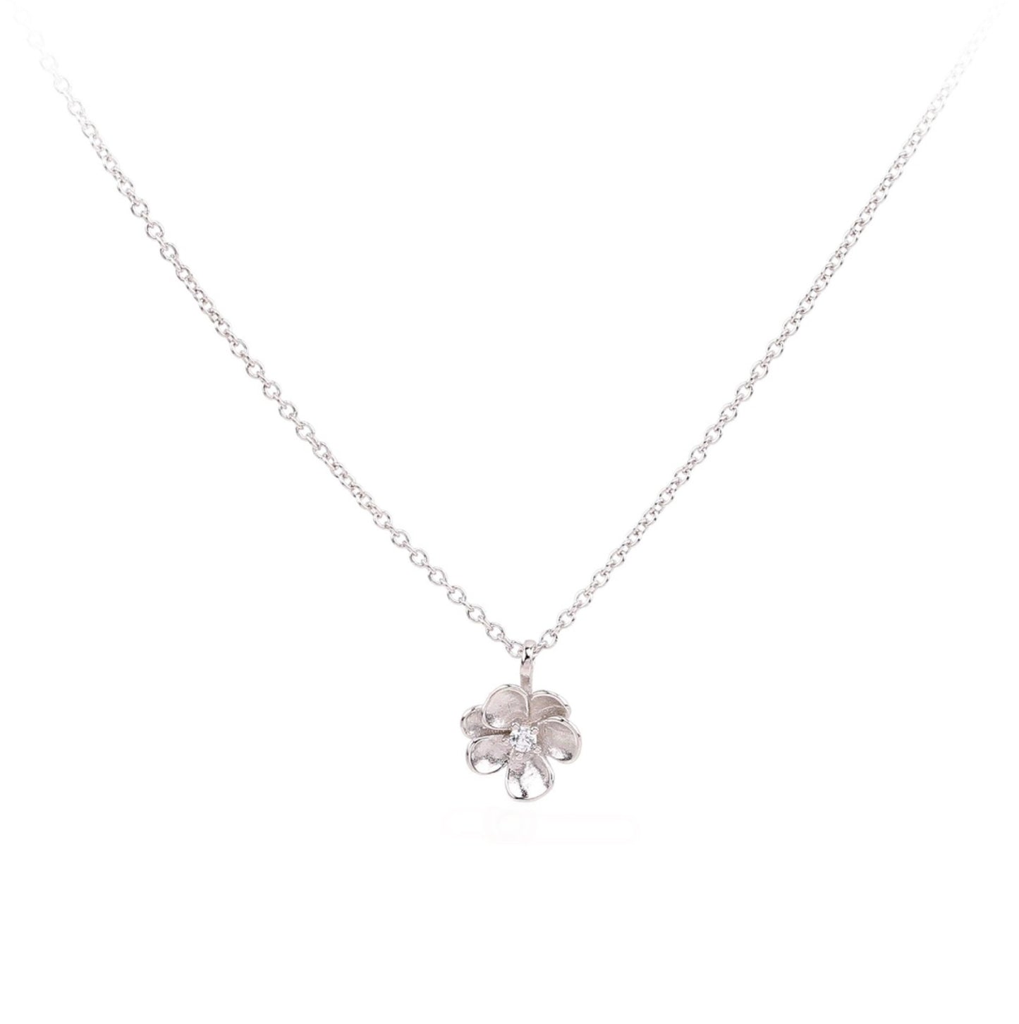 Silver Blossom Charm Pendant Necklace