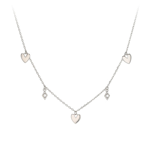 Heart and Diamond Charm Necklace