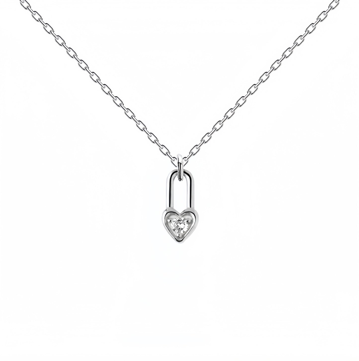 Heart Lock Sterling Silver Pendant Necklace