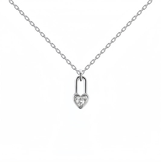 Heart Lock Sterling Silver Pendant Necklace