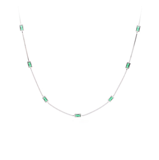 Green Gemstone Station Necklace