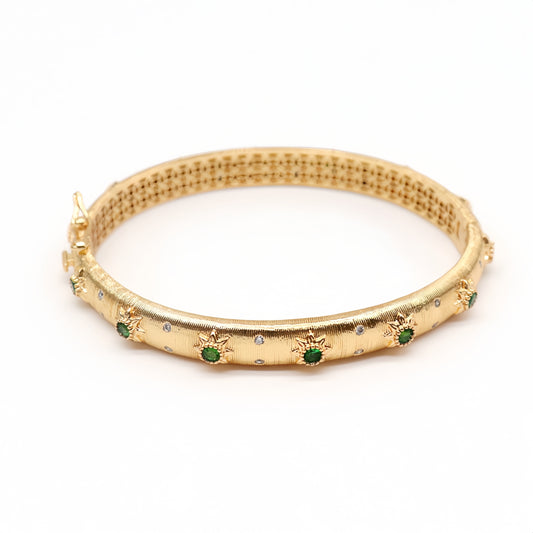 Golden Radiance Starry Green Zirconia Bangle