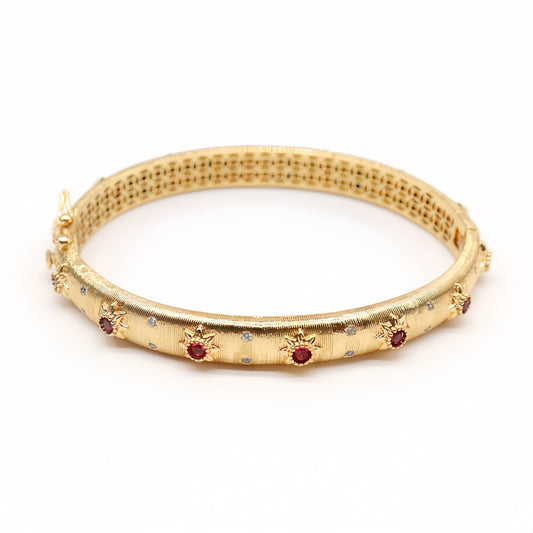 Golden Radiance Starry Red Zirconia Bangle