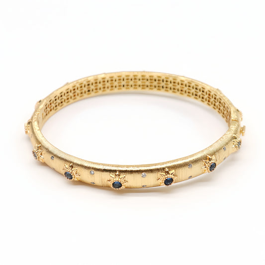 Golden Radiance Starry Blue Zirconia Bangle