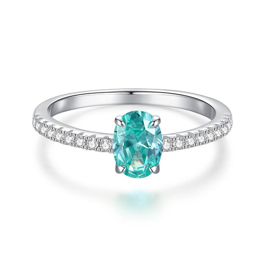 Aqua Radiance Oval Zirconia Silver Ring