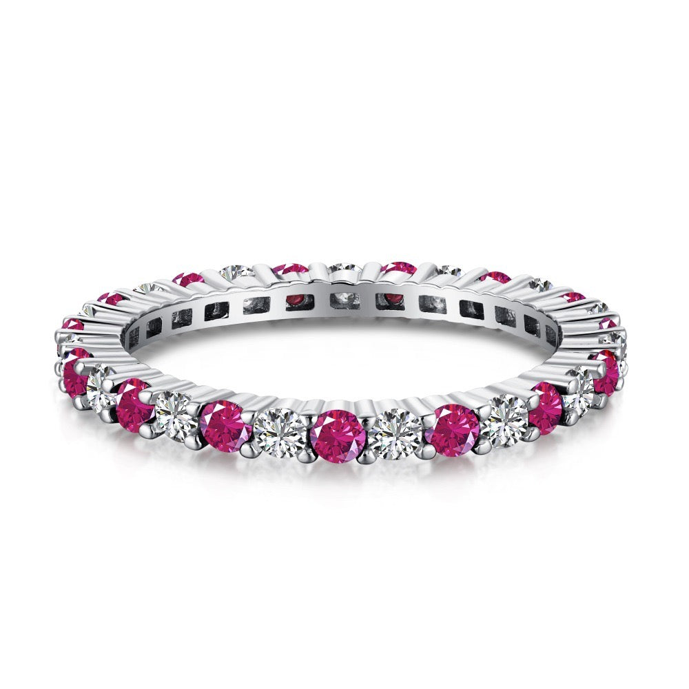 Ruby and Clear Zirconia Eternity Band