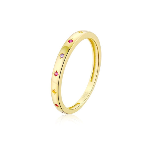 Colorful Gemstone Gold Band