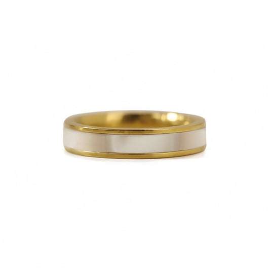 Mother of Pearl Inlay Gold Band