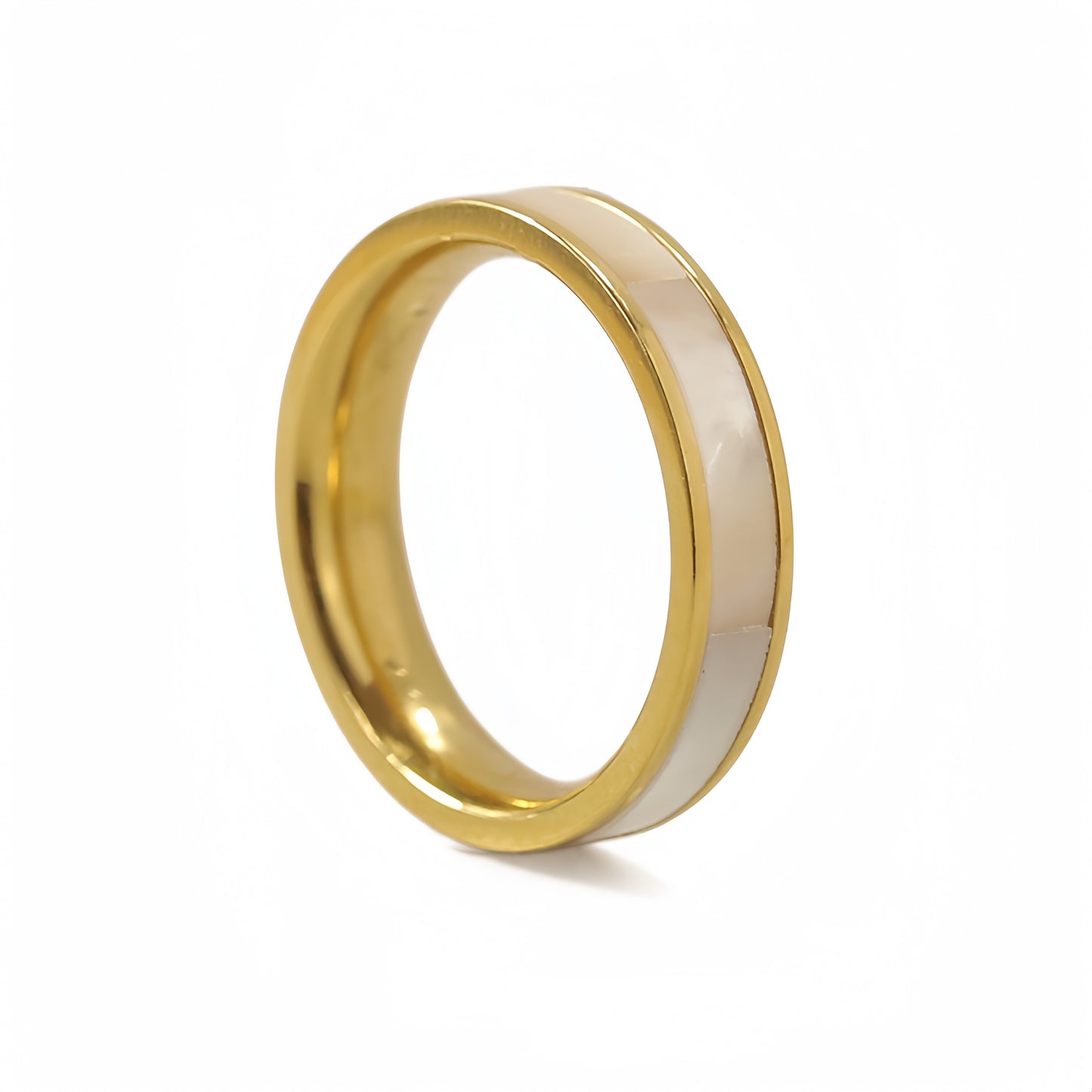 Mother of Pearl Inlay Gold Band