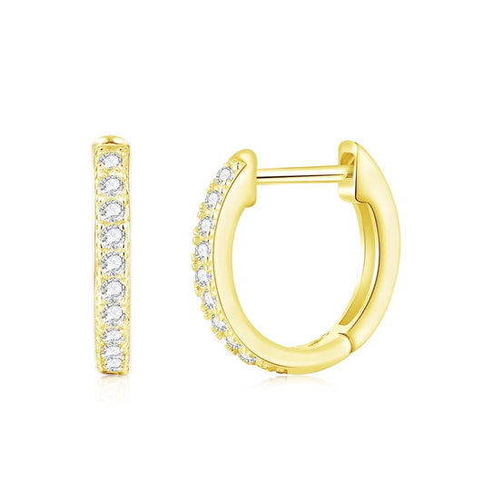 Gold Hoop Earrings with Zirconia Inlay