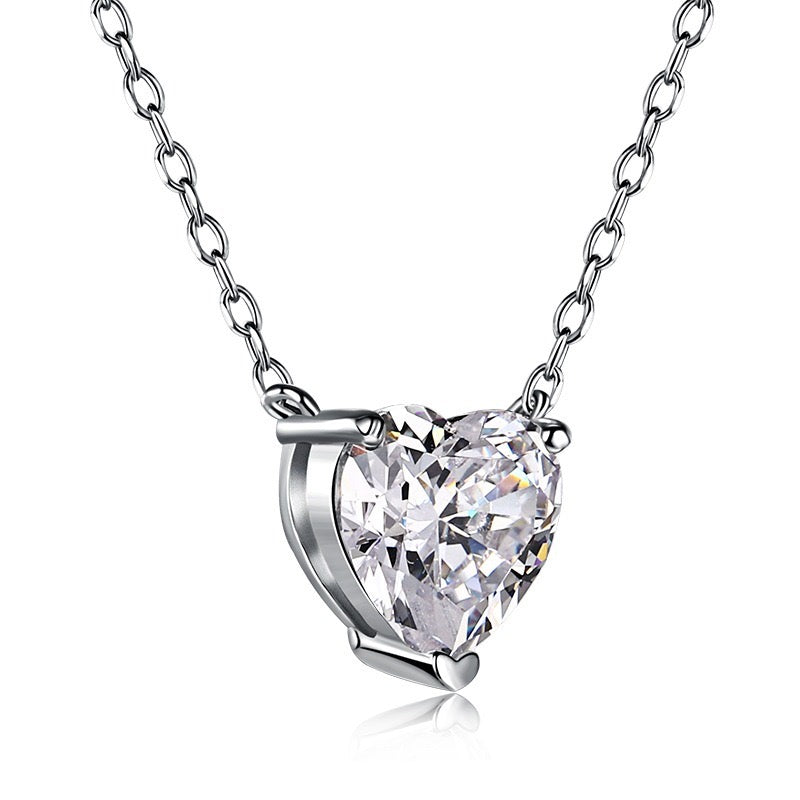 Heart-Shaped Zirconia Pendant Necklace