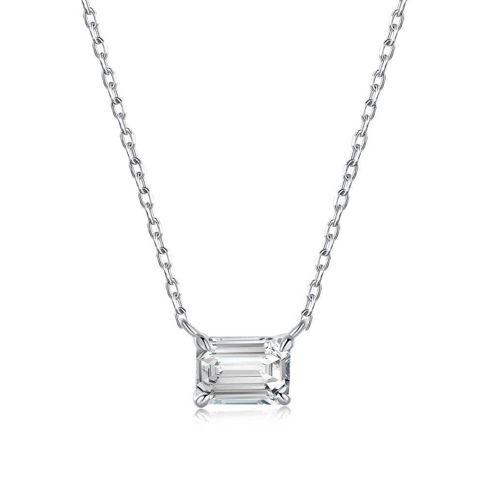 Classic Emerald-Cut Zirconia Necklace