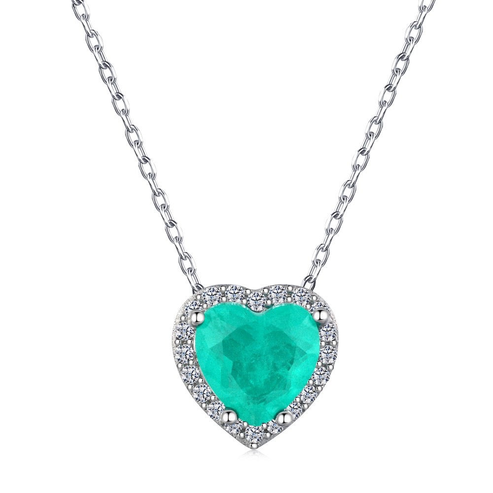 Emerald Green Heart Halo Necklace