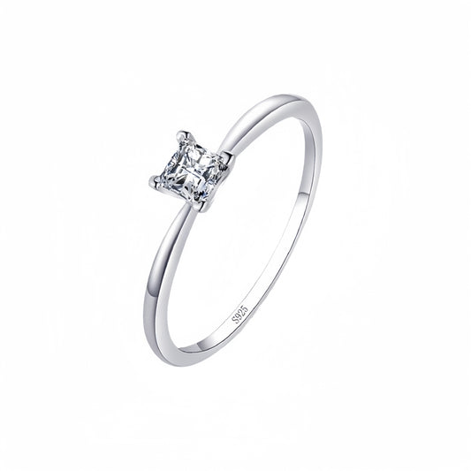 Princess-Cut Zirconia Silver Ring