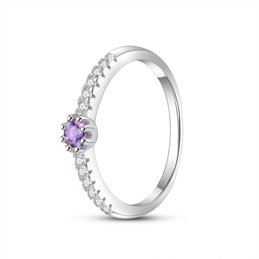 [Woo Jewelry] Silver Serenity Amethyst Zirconia Silver Ring