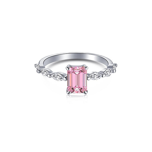 [Woo Jewlery] Pink Princess Cubic Zirconia Silver Ring