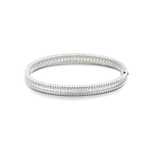 Beaded Elegance Sterling Silver Bangle