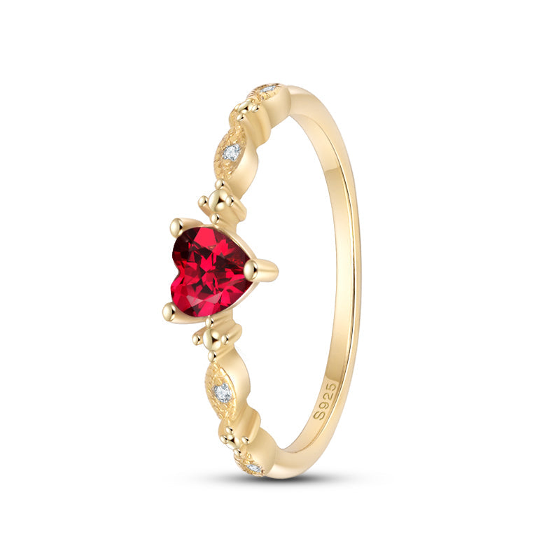 [Woo Jewelry] Flameheart Radiance Red Zirconia Siler Ring